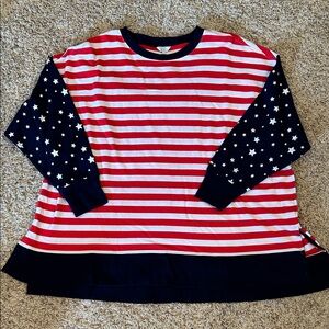 Crown & Ivy Red and White Striped Sweater - Size 3X